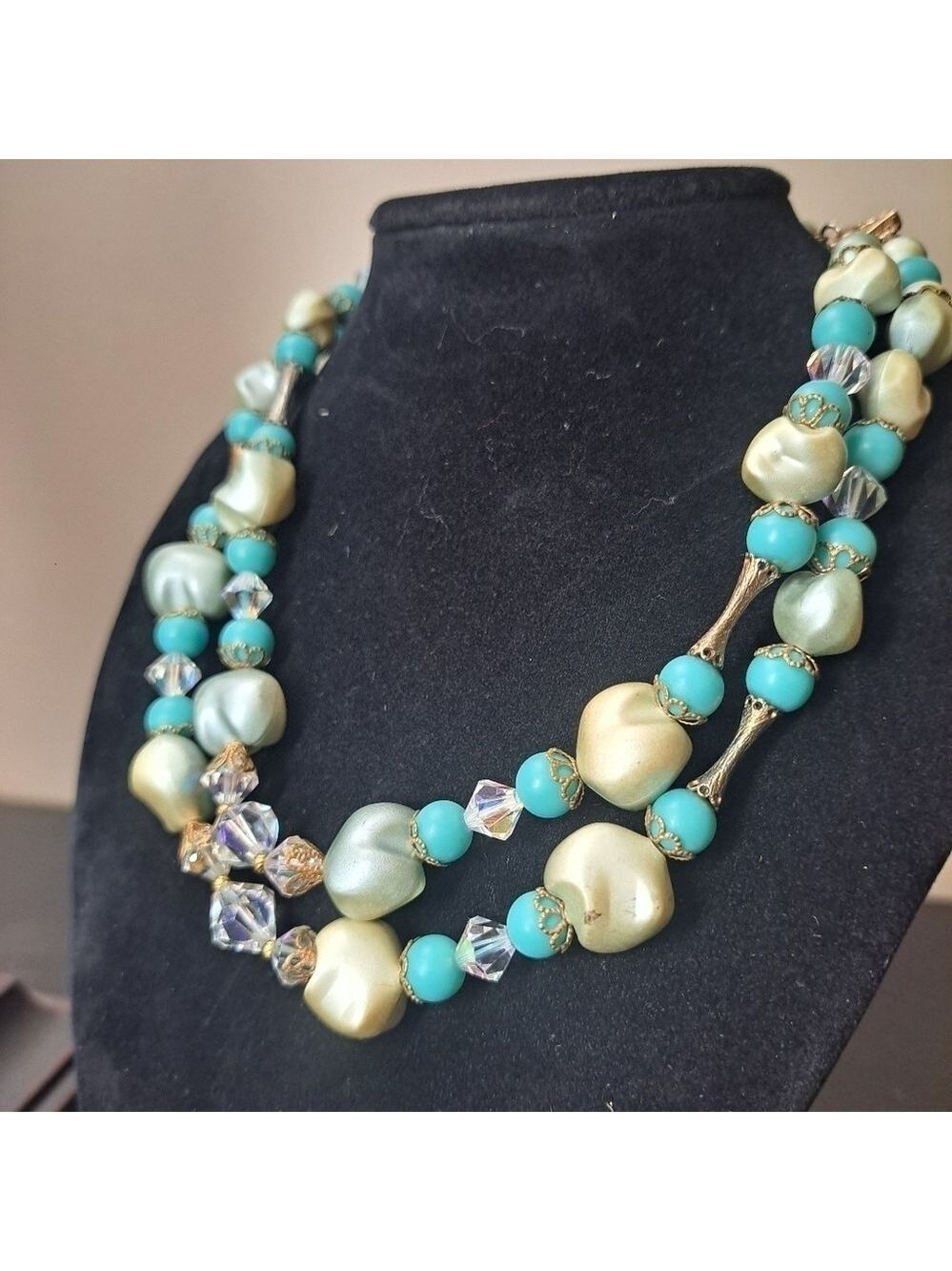 Vintage Beaded Turquoise Double Strand Necklace